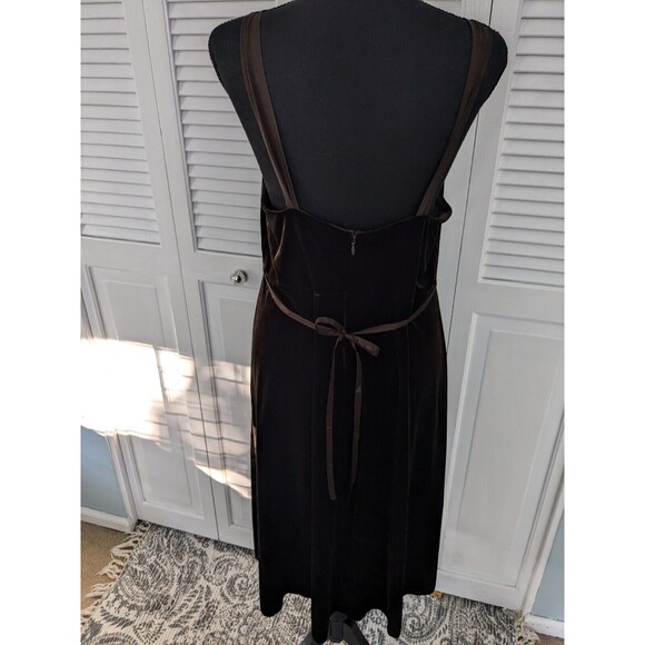 Signature Robbie Bee Dress Women's Sz 12 Chocolate Velvet Lattice Satin Cocktail - Picture 8 of 12